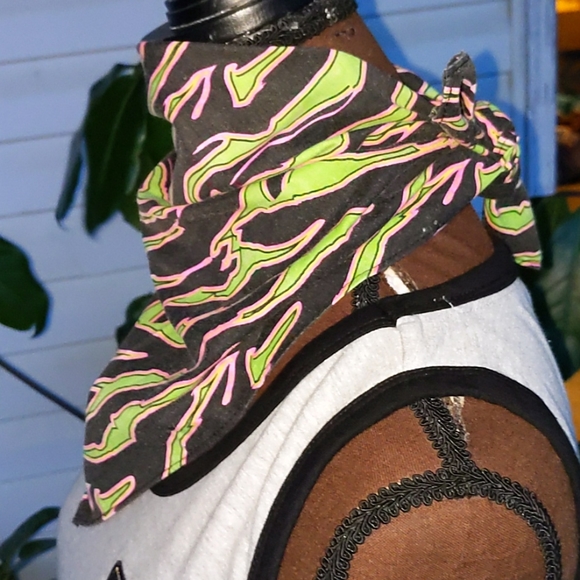 Black, Lime & Pink Large Pet Bandana - Picture 5 of 7